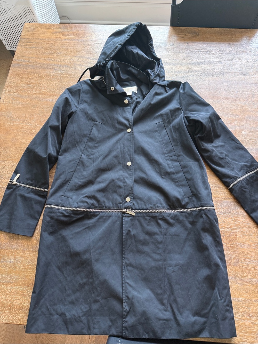 Michael Kors Women’s Black Hooded Raincoat Jacket